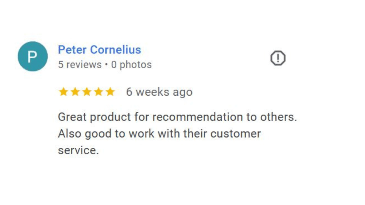 Peter Google Review